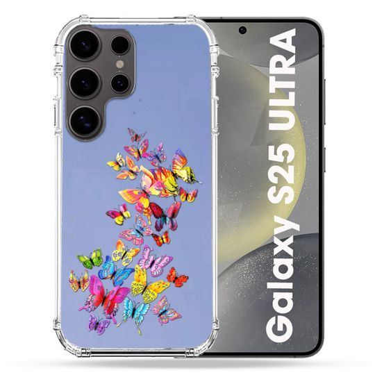 Coque Transparente Pour Samsung Galaxy S25 ULTRA Papillon Multicolore