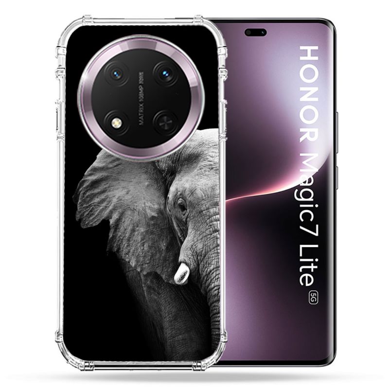 Coque Renforcée Pour Honor Magic 7 Lite 5G Animal Elephant Noir