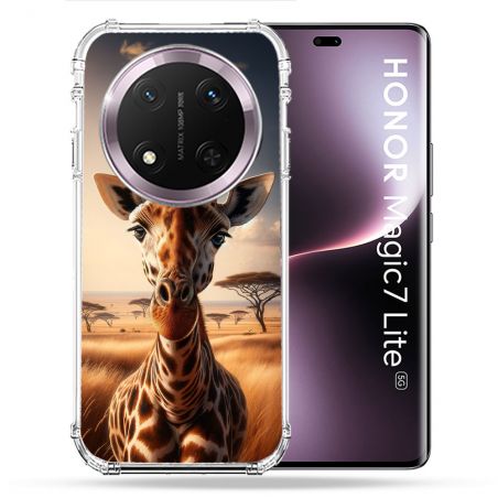 Coque Renforcée Pour Honor Magic 7 Lite 5G Animal Girafe Savane