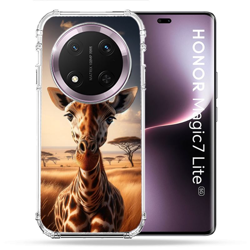 Coque Renforcée Pour Honor Magic 7 Lite 5G Animal Girafe Savane