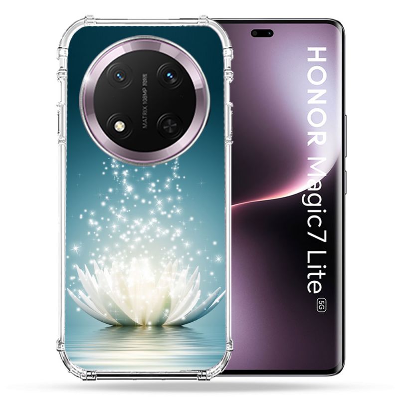 Coque Renforcée Pour Honor Magic 7 Lite 5G Fleur Lotus Blanc