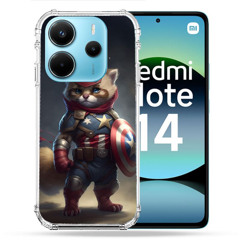 Coque Renforcée Pour Xiaomi Redmi Note 14 4G Animal Chat America