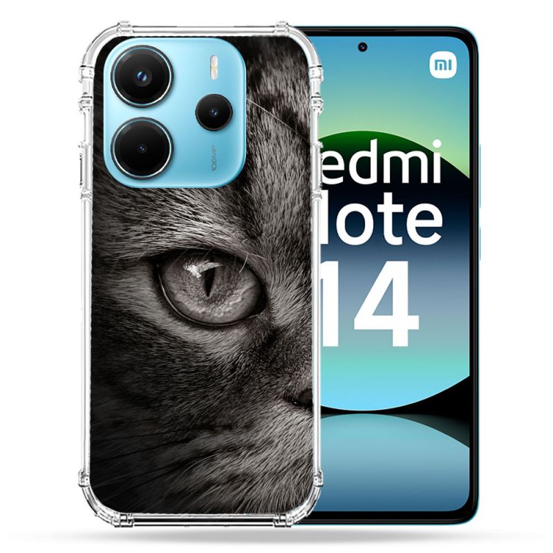Coque Renforcée Pour Xiaomi Redmi Note 14 4G Animal Chat Gris