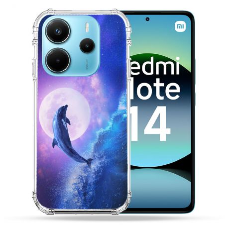 Coque Renforcée Pour Xiaomi Redmi Note 14 4G Animal Dauphin Vague
