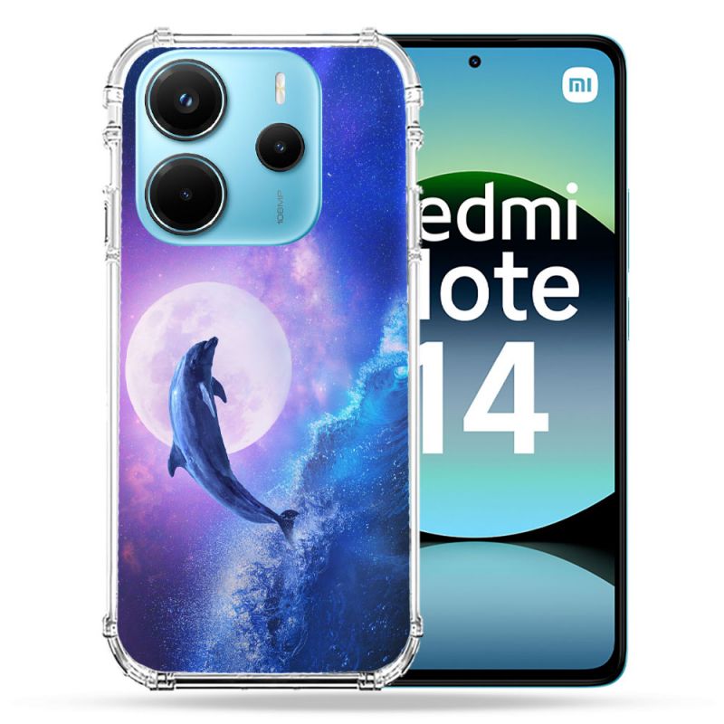 Coque Renforcée Pour Xiaomi Redmi Note 14 4G Animal Dauphin Vague