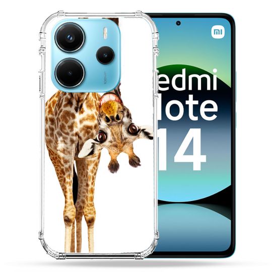 Coque Renforcée Pour Xiaomi Redmi Note 14 4G Animal Girafe Blanche