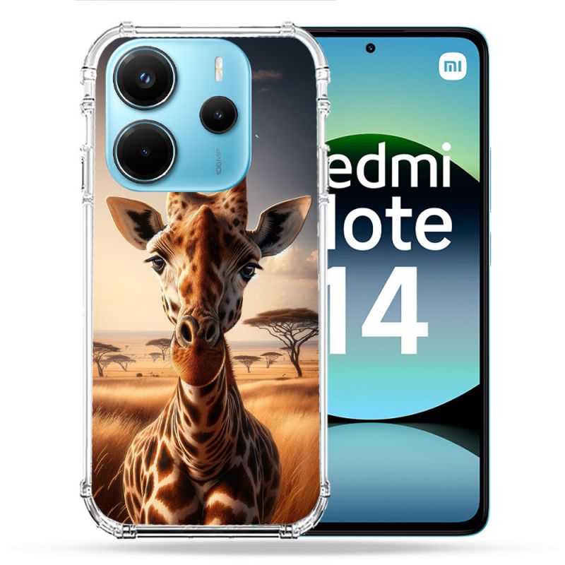 Coque Renforcée Pour Xiaomi Redmi Note 14 4G Animal Girafe Savane
