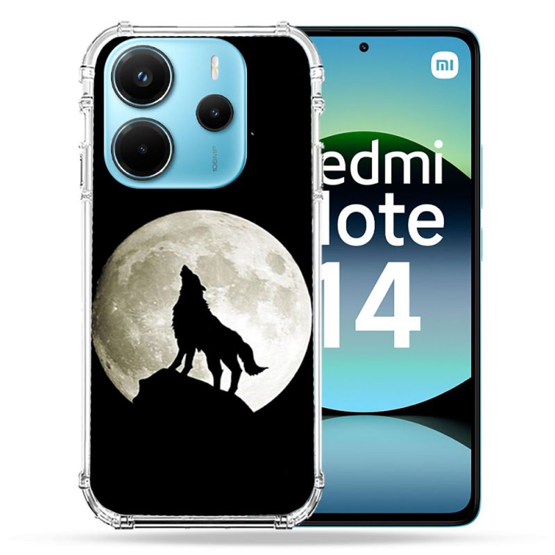 Coque Renforcée Pour Xiaomi Redmi Note 14 4G Animal Loup Noir