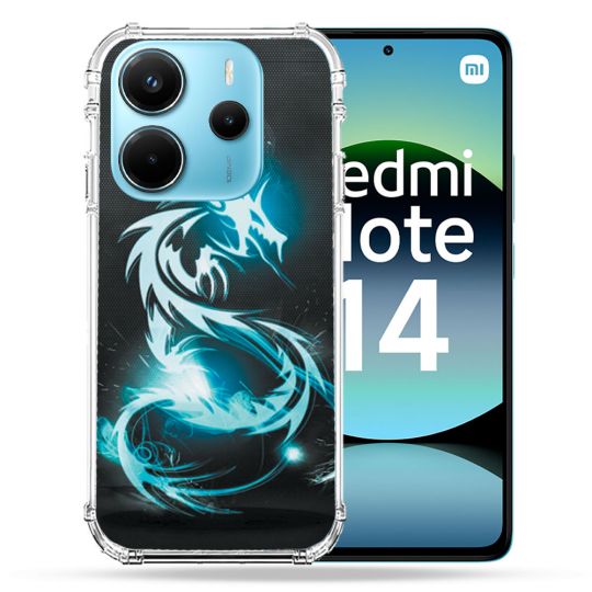 Coque Renforcée Pour Xiaomi Redmi Note 14 4G Fantastique Dragon Bleu