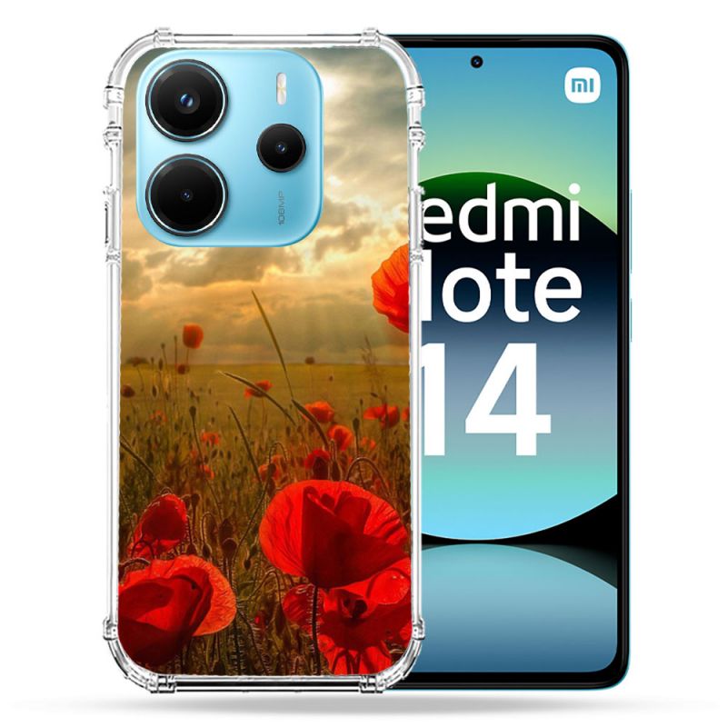 Coque Renforcée Pour Xiaomi Redmi Note 14 4G Fleur Coquelicot