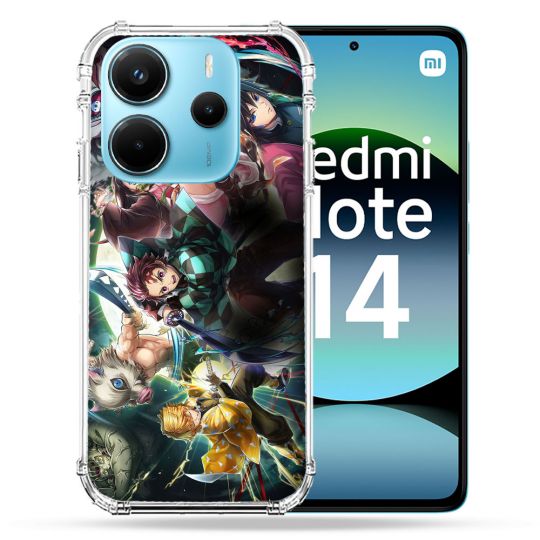 Coque Renforcée Pour Xiaomi Redmi Note 14 4G Manga Demon Slayer Groupe