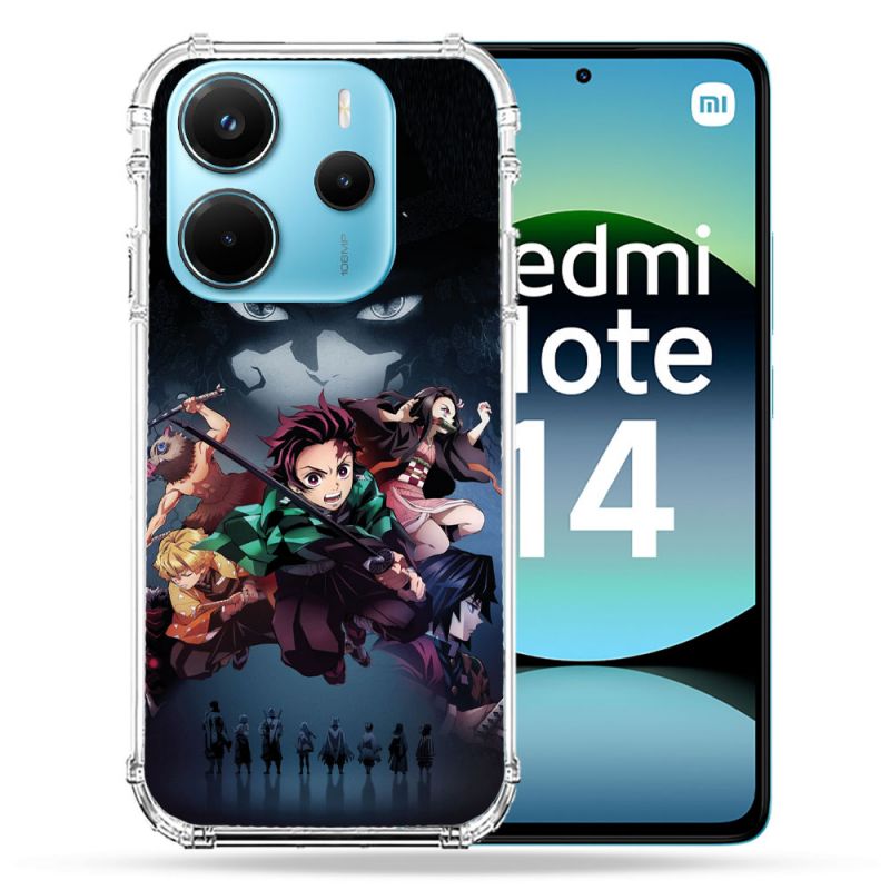Coque Renforcée Pour Xiaomi Redmi Note 14 4G Manga Demon Slayer Noir