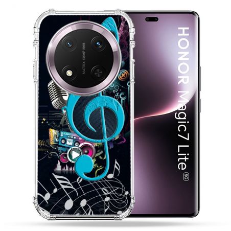 Coque Renforcée Pour Honor Magic 7 Lite 5G Musique Cle Sol Bleu