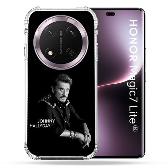 Coque Renforcée Pour Honor Magic 7 Lite 5G Musique Johnny Hallyday Noir