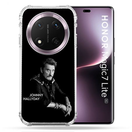 Coque Renforcée Pour Honor Magic 7 Lite 5G Musique Johnny Hallyday Noir