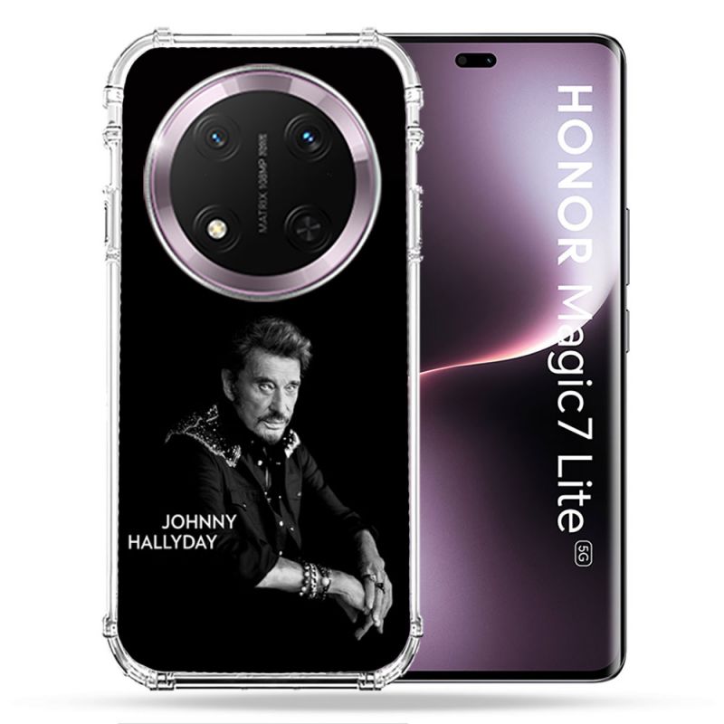 Coque Renforcée Pour Honor Magic 7 Lite 5G Musique Johnny Hallyday Noir