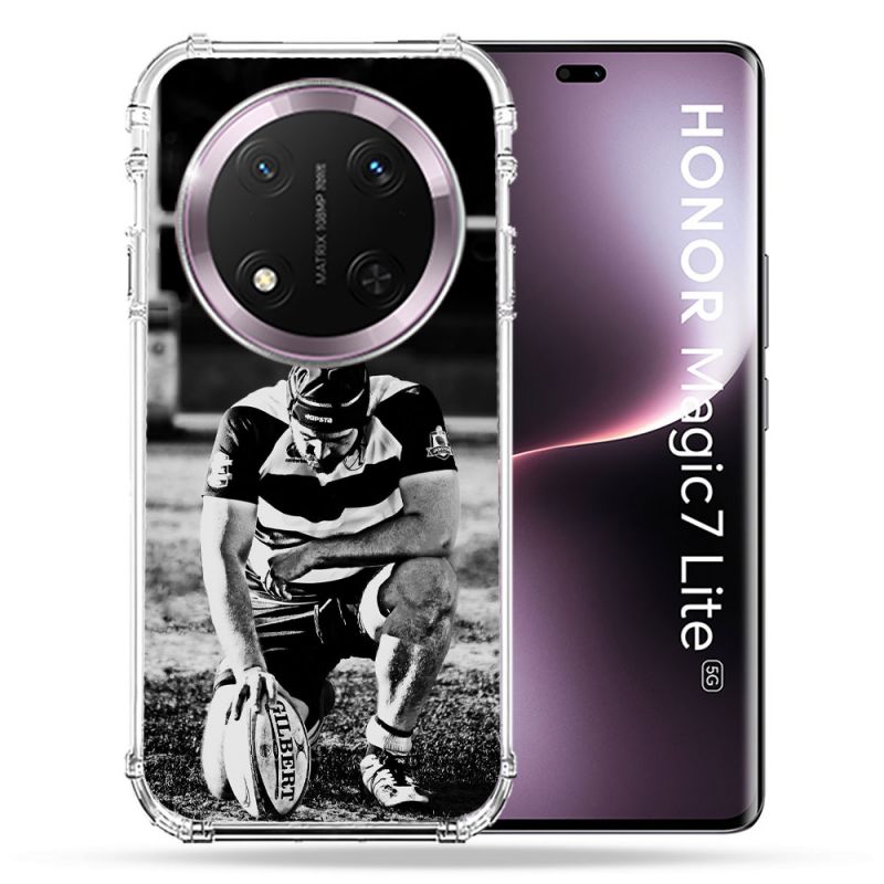 Coque Renforcée Pour Honor Magic 7 Lite 5G Sport Rugby Noir Blanc