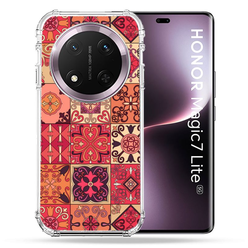 Coque Renforcée Pour Honor Magic 7 Lite 5G Texture Carreau Ciment Rouge