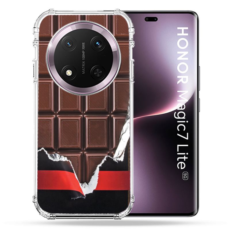 Coque Renforcée Pour Honor Magic 7 Lite 5G Texture Trompe Oeil Chocolat