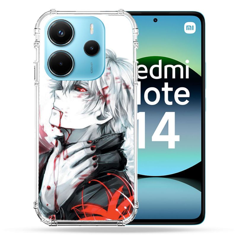 Coque Renforcée Pour Xiaomi Redmi Note 14 4G Manga Tokyo Ghoul Kaneki Blanc