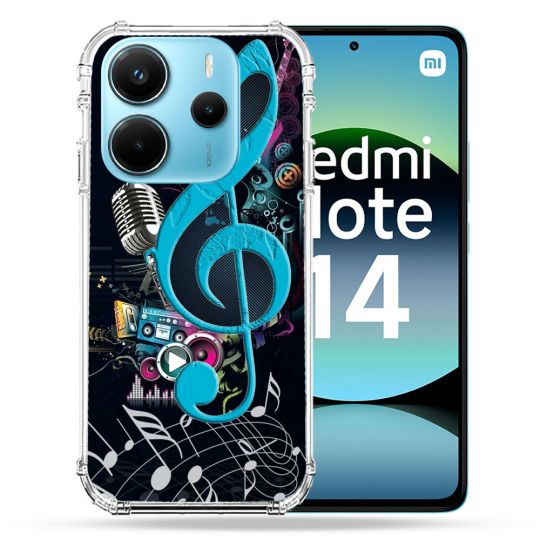 Coque Renforcée Pour Xiaomi Redmi Note 14 4G Musique Cle Sol Bleu