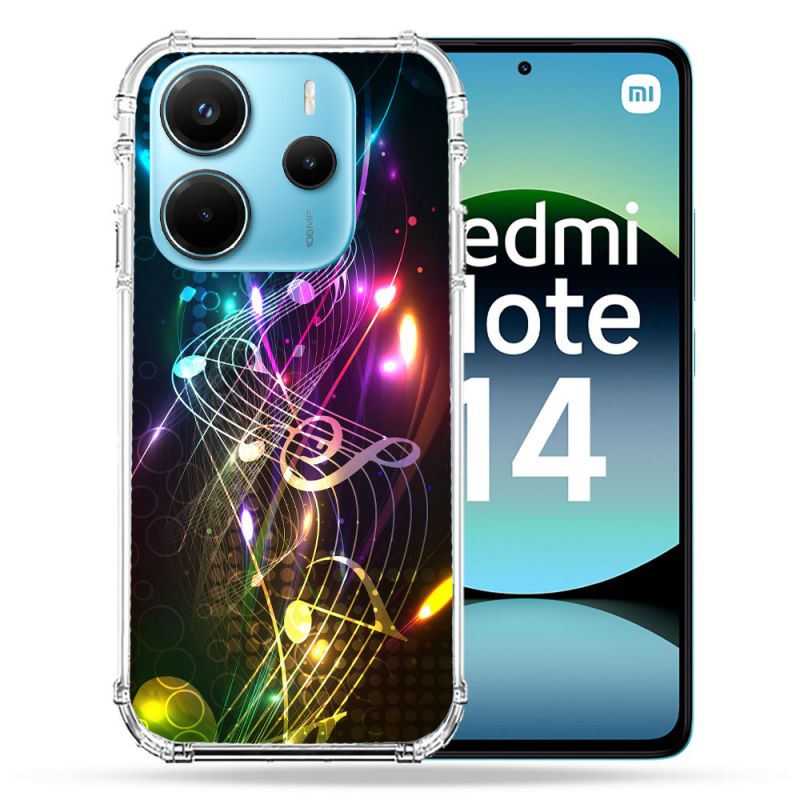 Coque Renforcée Pour Xiaomi Redmi Note 14 4G Musique Partition Multicolore