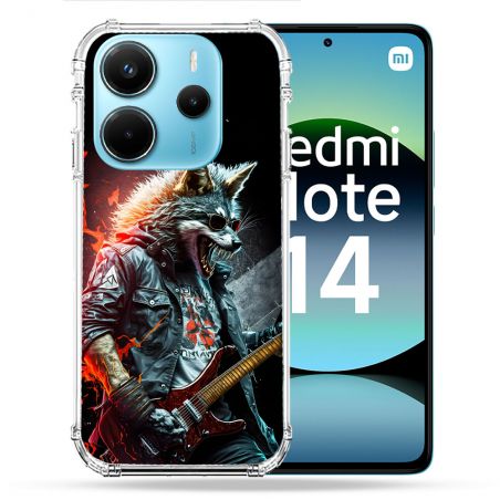 Coque Renforcée Pour Xiaomi Redmi Note 14 4G Musique Rock Loup