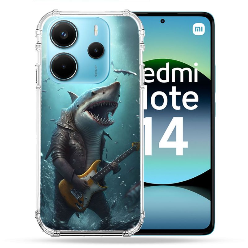 Coque Renforcée Pour Xiaomi Redmi Note 14 4G Musique Rock Requin