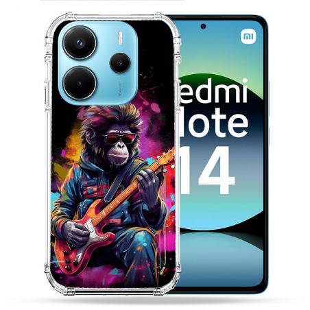 Coque Renforcée Pour Xiaomi Redmi Note 14 4G Musique Rock Singe