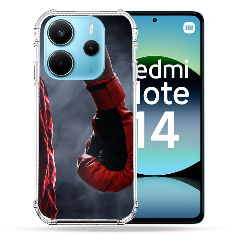 Coque Renforcée Pour Xiaomi Redmi Note 14 4G Sport Boxe Gant Rouge