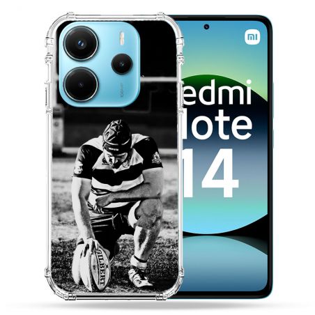 Coque Renforcée Pour Xiaomi Redmi Note 14 4G Sport Rugby Noir Blanc