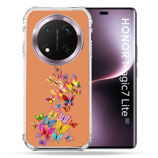 Coque Renforcée Transparente Pour Honor Magic 7 Lite 5G Papillon Multicolore