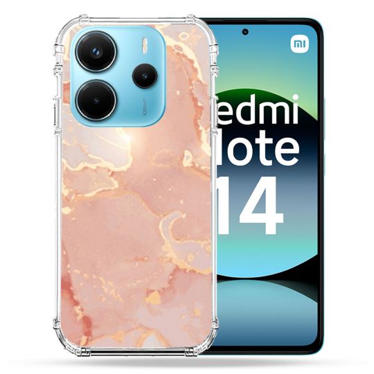 Coque Renforcée Pour Xiaomi Redmi Note 14 4G Texture Marbre Rose