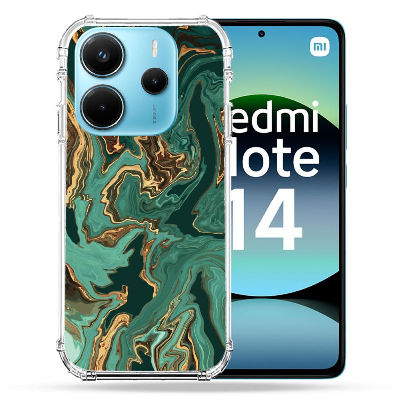 Coque Renforcée Pour Xiaomi Redmi Note 14 4G Texture Marbre Vert