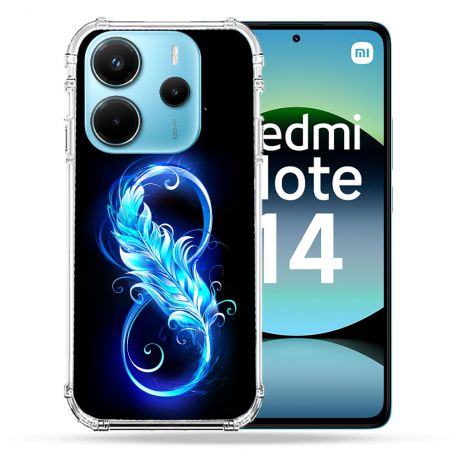 Coque Renforcée Pour Xiaomi Redmi Note 14 4G Texture Plume Infini Bleu