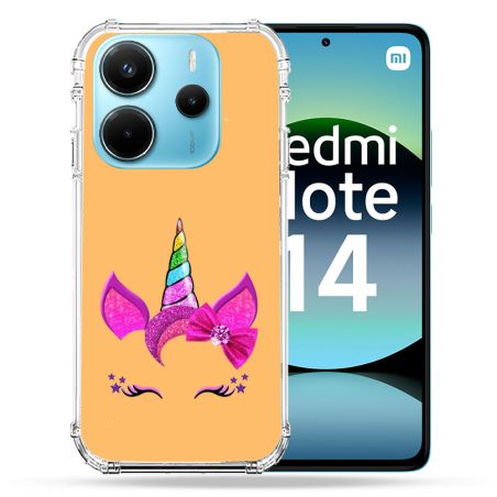 Coque Renforcée Transparente Pour Xiaomi Redmi Note 14 4G Licorne Paillette