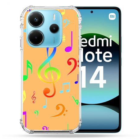 Coque Renforcée Transparente Pour Xiaomi Redmi Note 14 4G Note Musique Colore