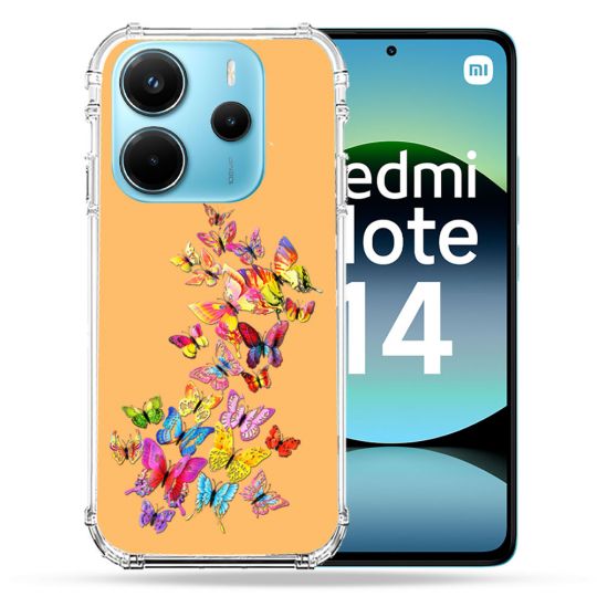 Coque Renforcée Transparente Pour Xiaomi Redmi Note 14 4G Papillon Multicolore