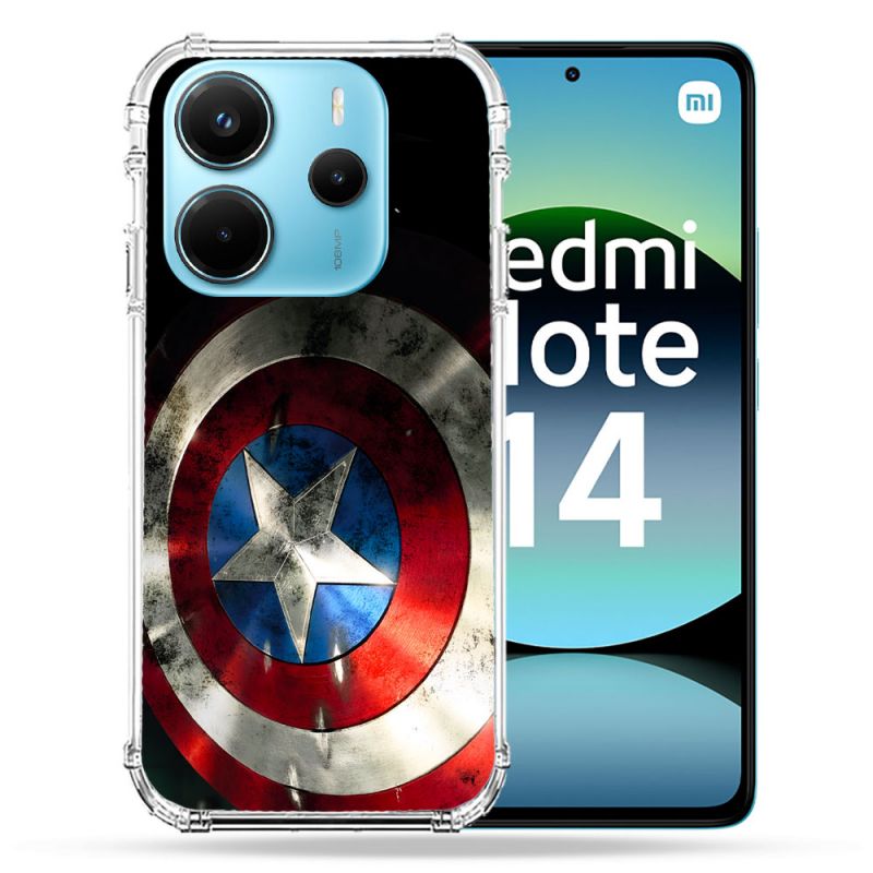 Coque Renforcée Pour Xiaomi Redmi Note 14 4G Captain America Bouclier