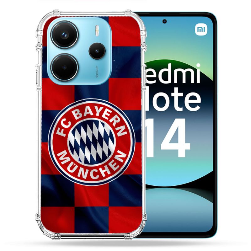 Coque Renforcée Pour Xiaomi Redmi Note 14 4G Foot Bayern Munich Carreaux