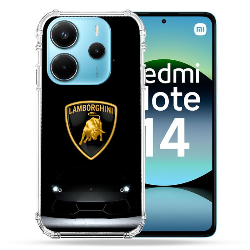 Coque Renforcée Pour Xiaomi Redmi Note 14 4G Lamborghini Noir