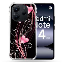 Coque Renforcée Pour Xiaomi Redmi Note 14 5G Amour Coeur Rose Montant sur Noir