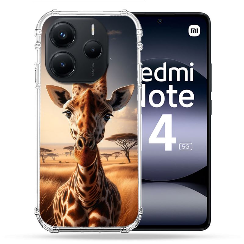 Coque Renforcée Pour Xiaomi Redmi Note 14 5G Animal Girafe Savane