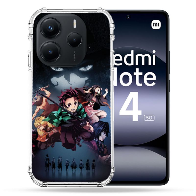 Coque Renforcée Pour Xiaomi Redmi Note 14 5G Manga Demon Slayer Noir