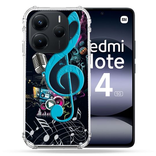 Coque Renforcée Pour Xiaomi Redmi Note 14 5G Musique Cle Sol Bleu