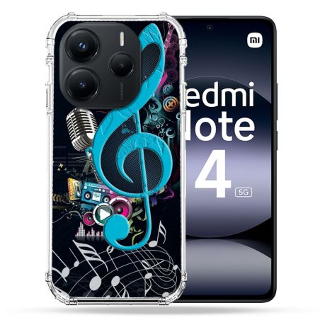 Coque Renforcée Pour Xiaomi Redmi Note 14 5G Musique Cle Sol Bleu