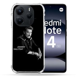 Coque Renforcée Pour Xiaomi Redmi Note 14 5G Musique Johnny Hallyday Noir