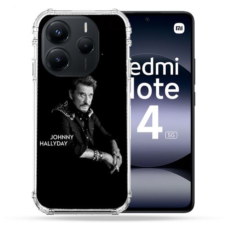 Coque Renforcée Pour Xiaomi Redmi Note 14 5G Musique Johnny Hallyday Noir