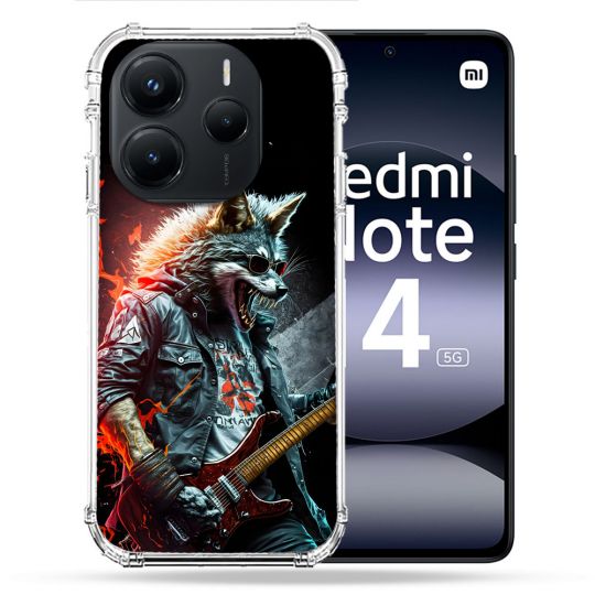 Coque Renforcée Pour Xiaomi Redmi Note 14 5G Musique Rock Loup