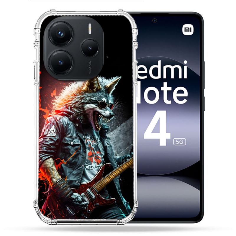 Coque Renforcée Pour Xiaomi Redmi Note 14 5G Musique Rock Loup